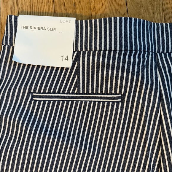 NWT- Ann Taylor Loft Riviera Slim Sailor Pants Blue and White Stripes size 14 - Picture 7 of 8